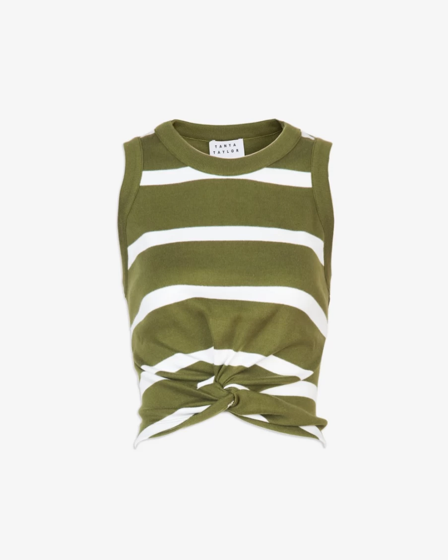 "Tanya Taylor Women's Imara Top in Moss/White – Stylish Casual Blouse"