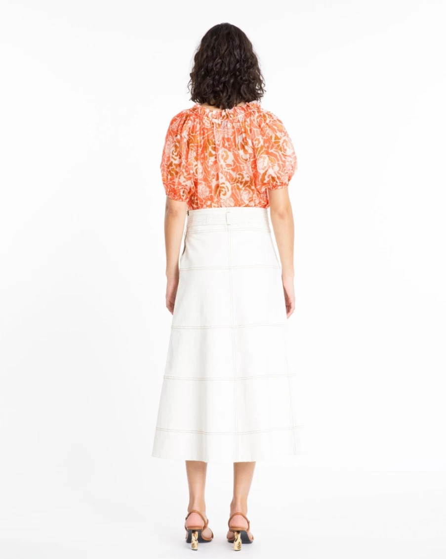 Tanya Taylor Women's Elizabeth Top in Guava Multi Floral Print