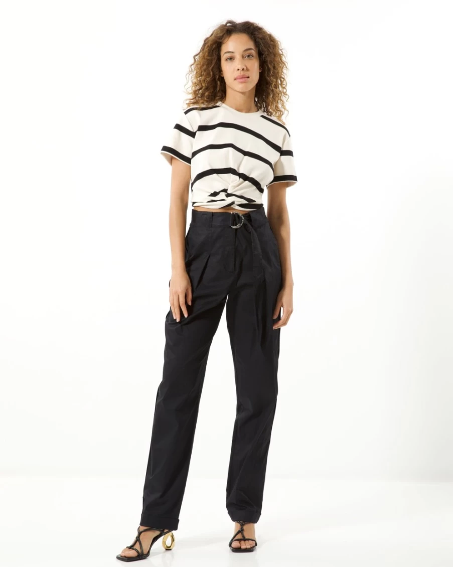 "Tanya Taylor Women's Zola Top in Cream & Black | Elegant Blouse for Women"