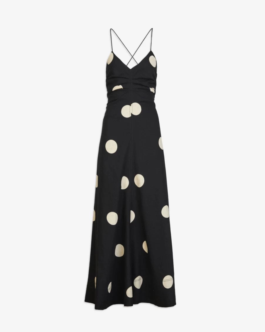 "Tanya Taylor Women's Meredith Dress in Black/Sand - Elegant Casual Wear"