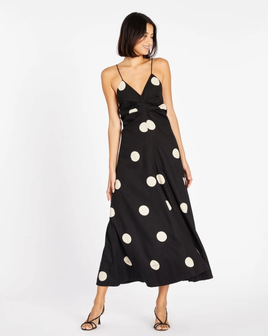 "Tanya Taylor Women's Meredith Dress in Black/Sand - Elegant Casual Wear"