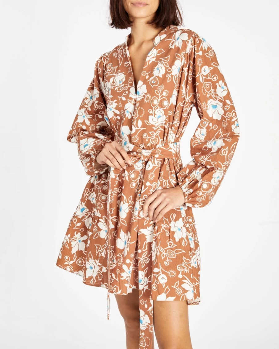 Tanya Taylor Women's Bronze Multi Kiki Dress - Floral Printed A-Line Summer Dress