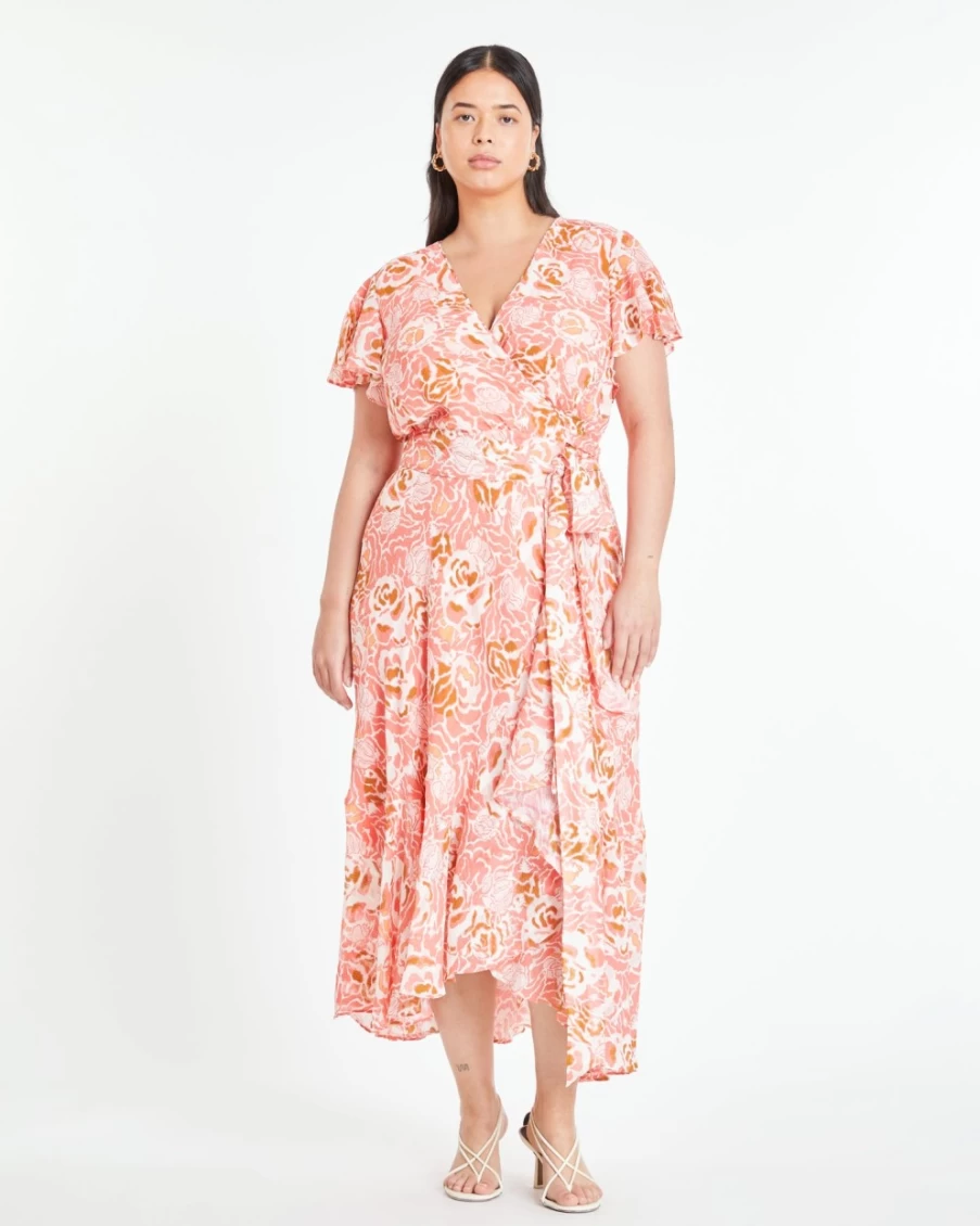 "Tanya Taylor Blaire Dress for Women in Guava Multi Print | Elegant Floral Design"