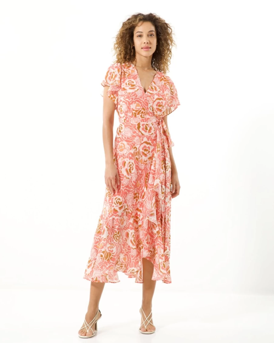 "Tanya Taylor Blaire Dress for Women in Guava Multi Print | Elegant Floral Design"