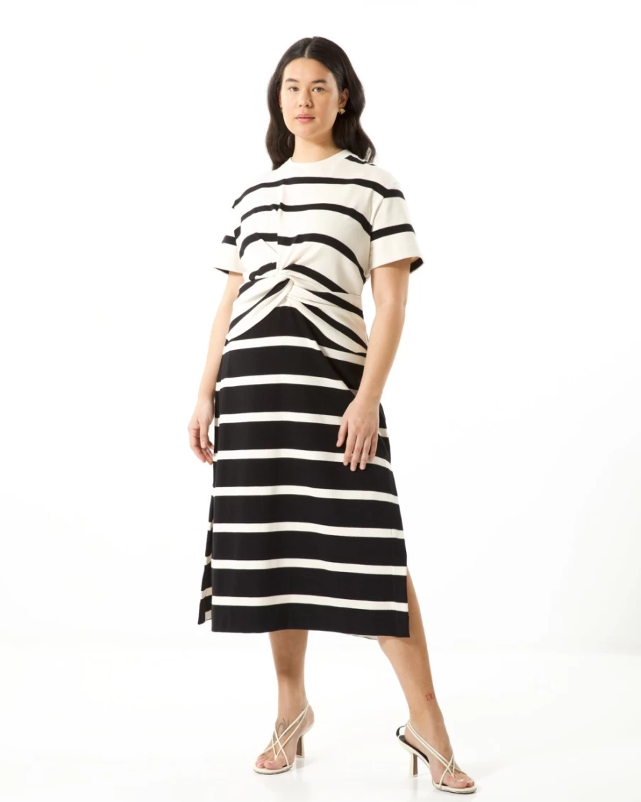 Tanya Taylor Women's Willow Dress in Cream & Black - Elegant Floral Printed A-Line Dress