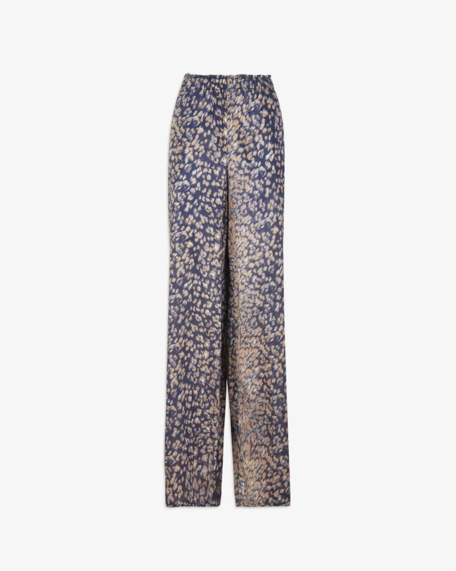 Tanya Taylor Women's Ralia Pant in Maritime Blue Multi - Floral Print High-Waisted Trousers