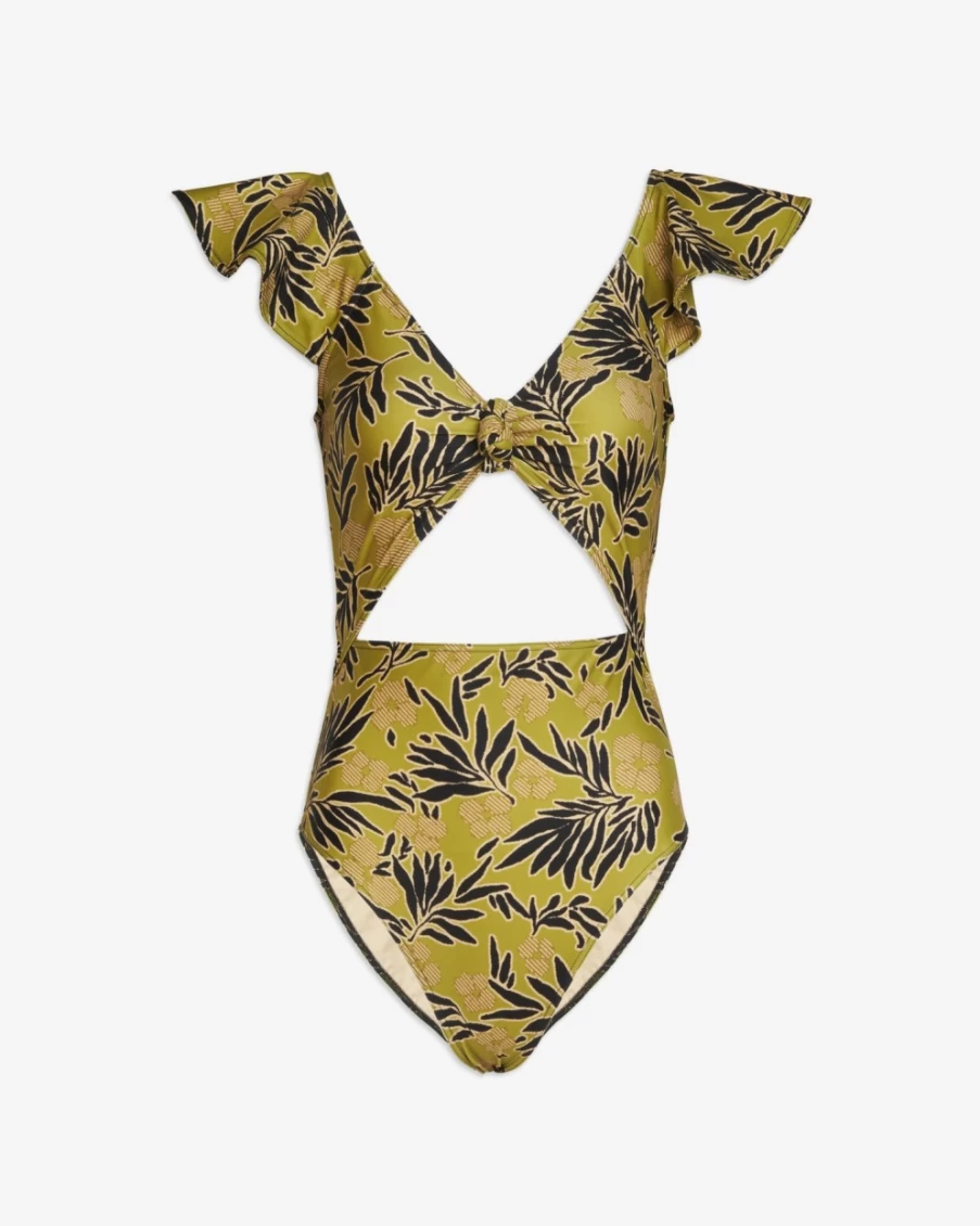 "Tanya Taylor Women's Coraline One-Piece in Avocado Multi Color"
