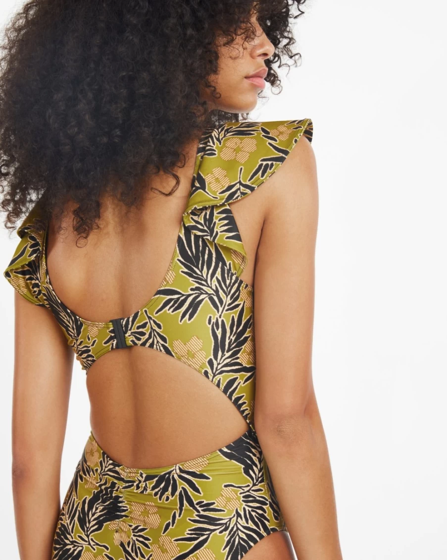 "Tanya Taylor Women's Coraline One-Piece in Avocado Multi Color"