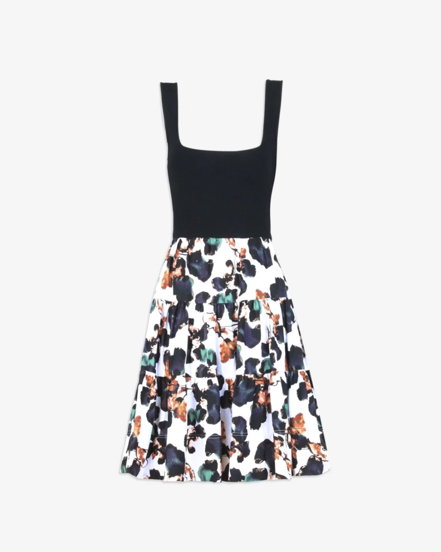 "Tanya Taylor Women's Zaye Dress in Black/Chalk Multi Floral Print"