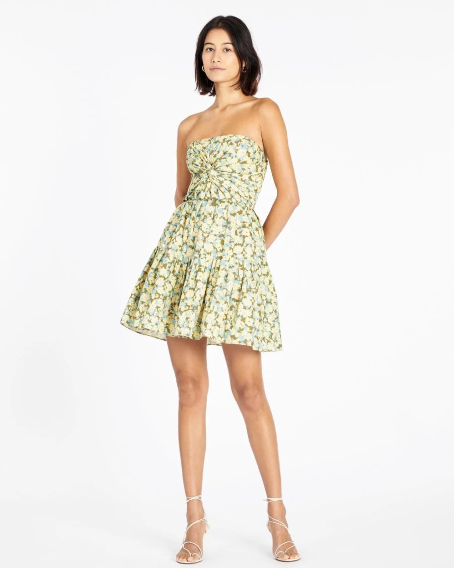 Tanya Taylor Women's Lizzie Dress in Cameo Blue Multi - Elegant Floral Print Summer Dress