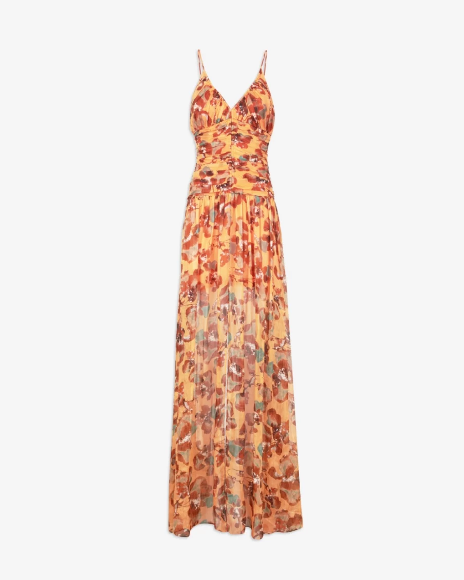Tanya Taylor Women's Lovette Dress in Melon Multi - Floral Printed Summer Dress