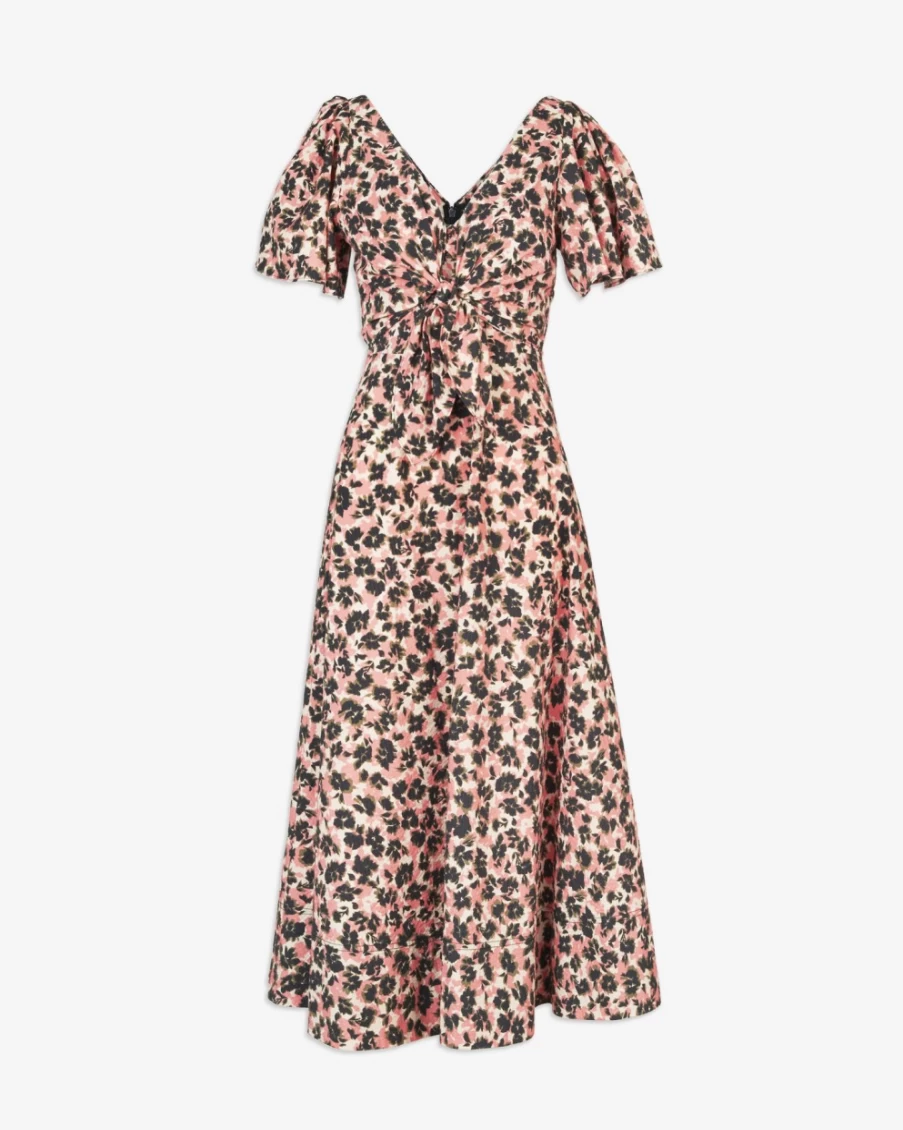 "Tanya Taylor Women's Lonna Dress in Shell Pink Multi | Floral Printed Summer Dress"