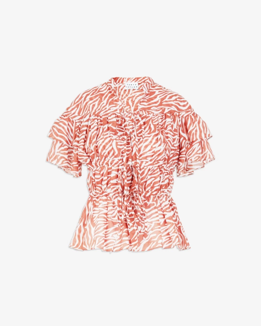 Tanya Taylor Women's Crystal Top in Ginger/Optic White - Elegant Blouse for Women