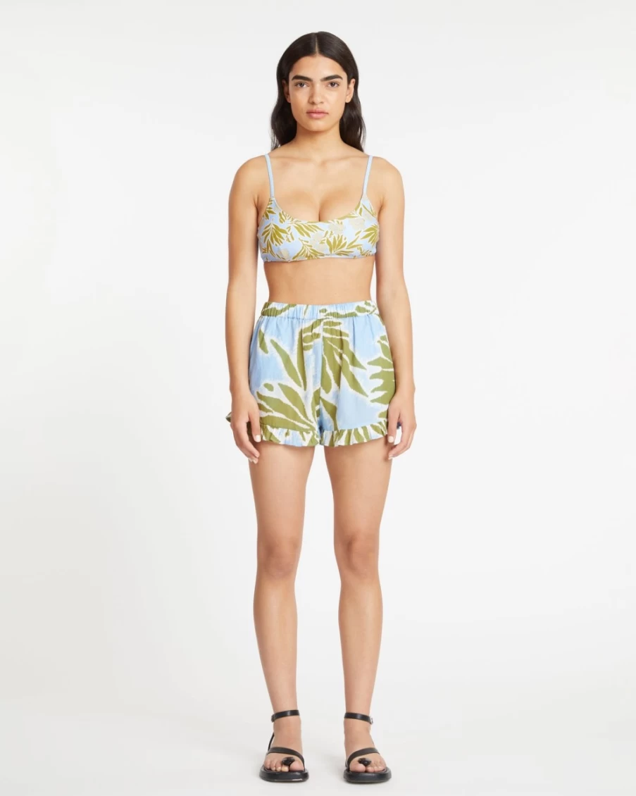 Tanya Taylor Women's Marley Short in Horizon Blue Multi - Floral Print Casual Summer Shorts