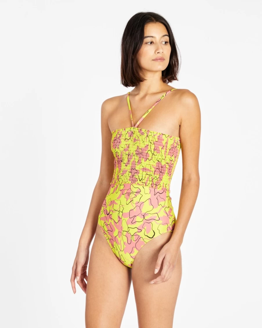 Tanya Taylor Women's Kiwi Multi Kendra Smocked One-Piece Dress