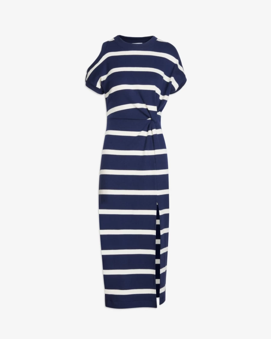 "Tanya Taylor Women's Charlie Dress in Maritime Blue & Cream"