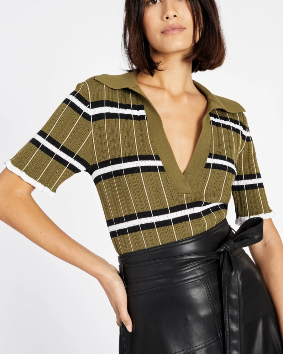 Tanya Taylor Women's Rayne Knit Top in Moss Multi Color