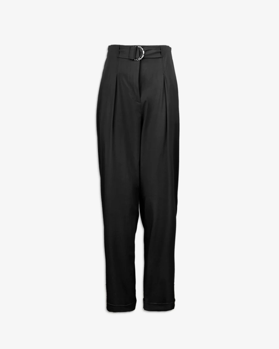 Tanya Taylor Women's Black Tyler Pant - Elegant High-Waisted Trousers for Office & Casual Wear