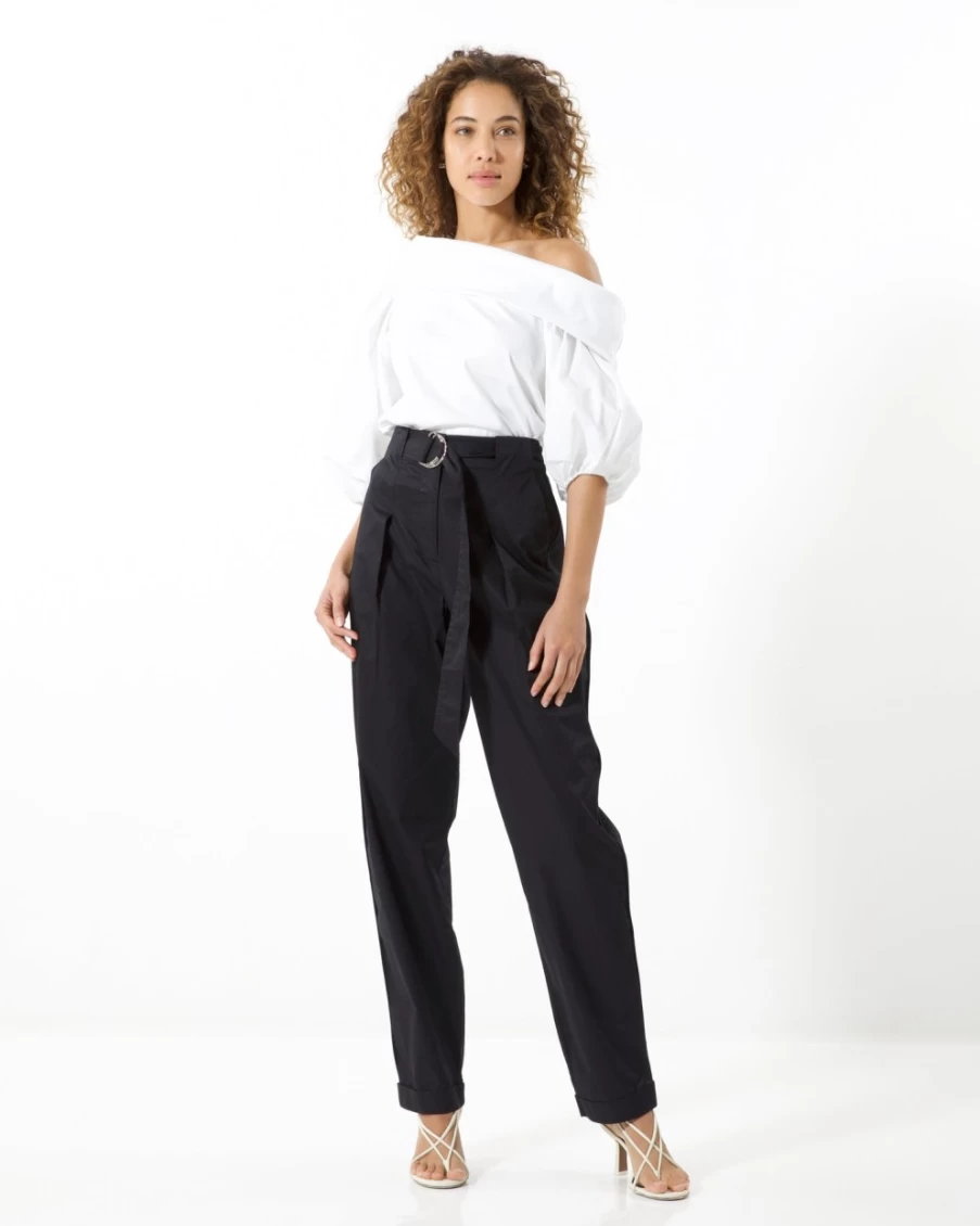 Tanya Taylor Women's Black Tyler Pant - Elegant High-Waisted Trousers for Office & Casual Wear