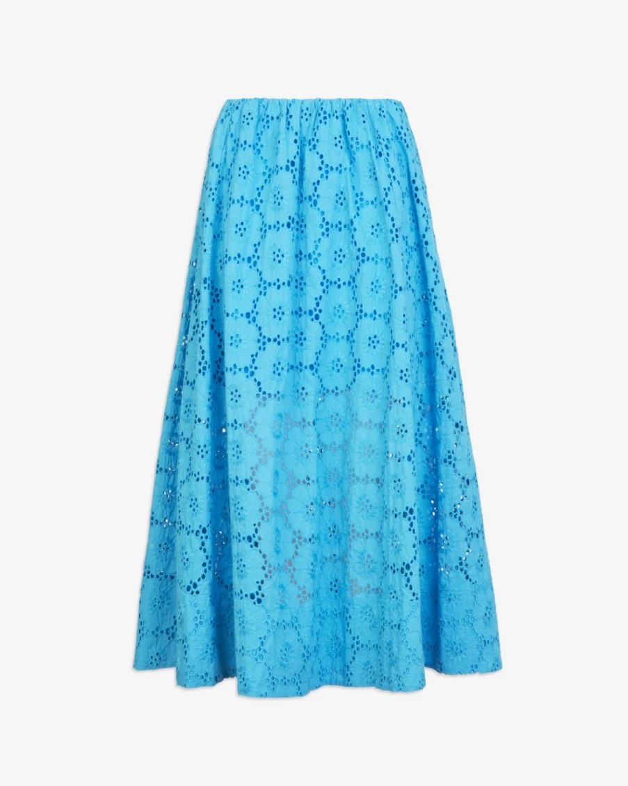 Tanya Taylor Women's Lagoon Blue Sienna Skirt - Elegant Floral Midi Skirt for Women