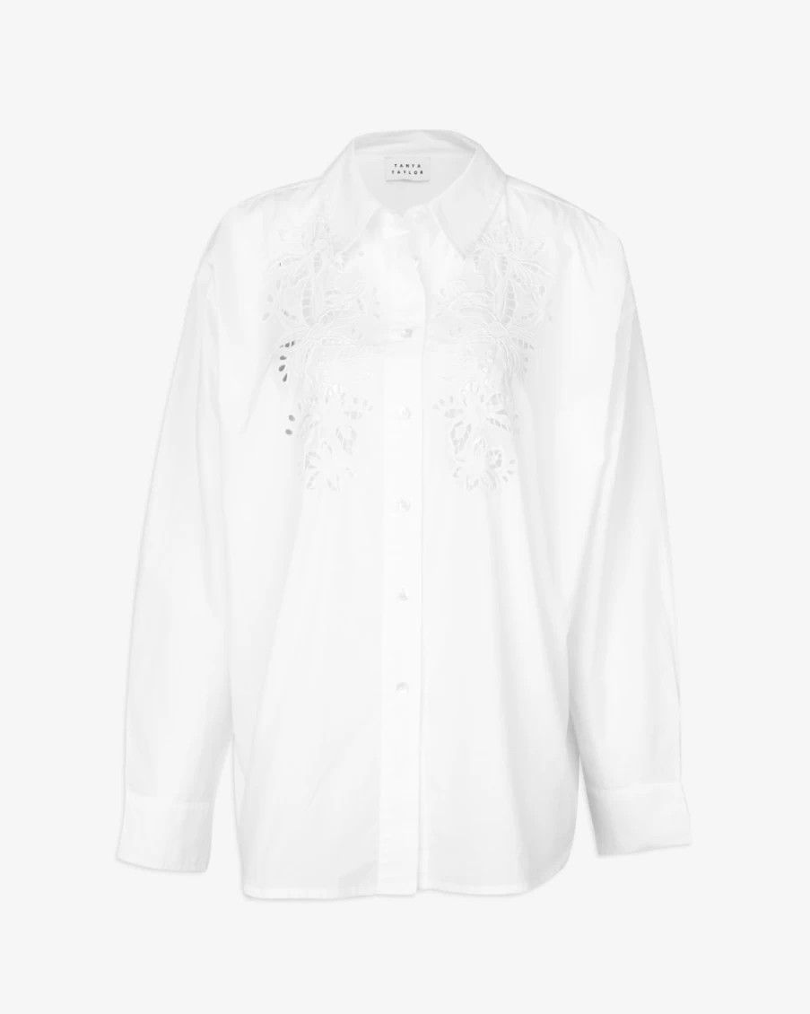 Tanya Taylor Women's Optic White Embroidered Calandra Top