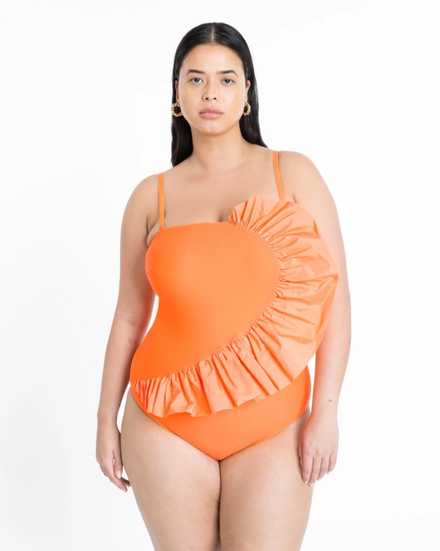 "Tanya Taylor Women's Sarita One-Piece Dress in Melon Color"