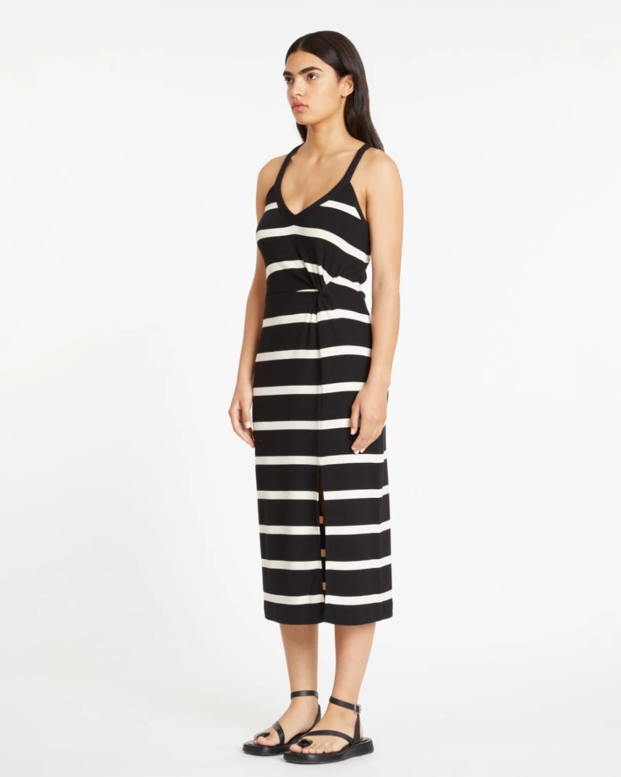 "Tanya Taylor Women's Shannon Dress in Black & Cream - Elegant Floral Summer Dress"