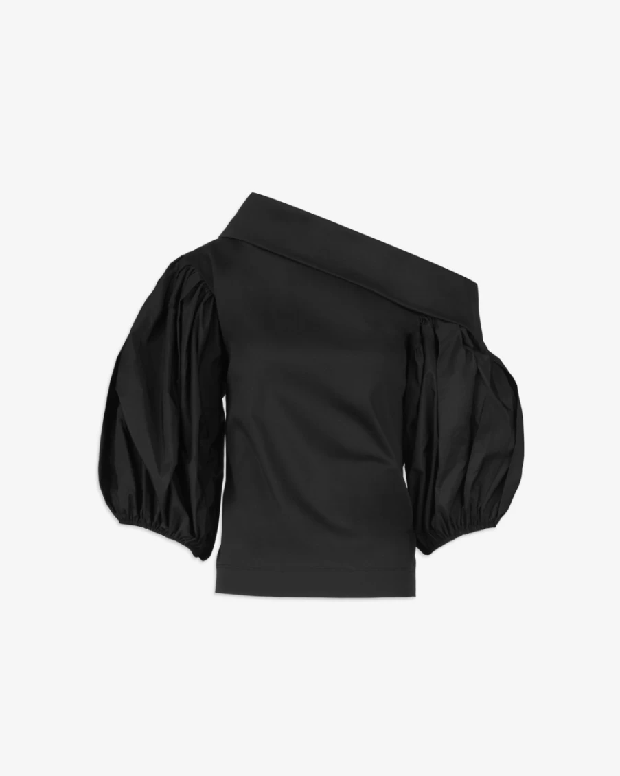 "Tanya Taylor Women's Georgia Top in Black - Elegant Feminine Blouse"