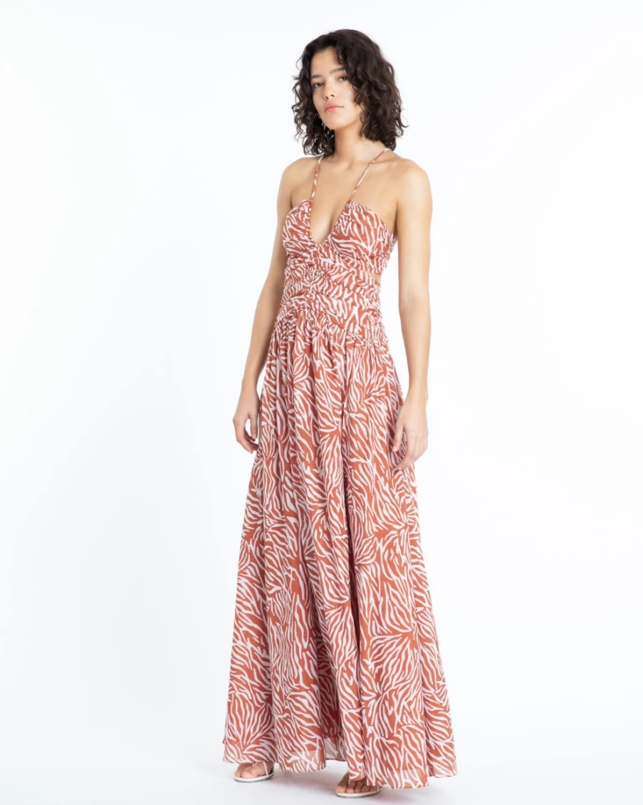 "Tanya Taylor Women's Nolan Dress in Ginger & Optic White"