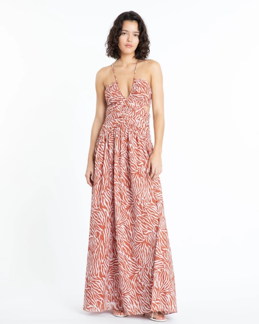 "Tanya Taylor Women's Nolan Dress in Ginger & Optic White"