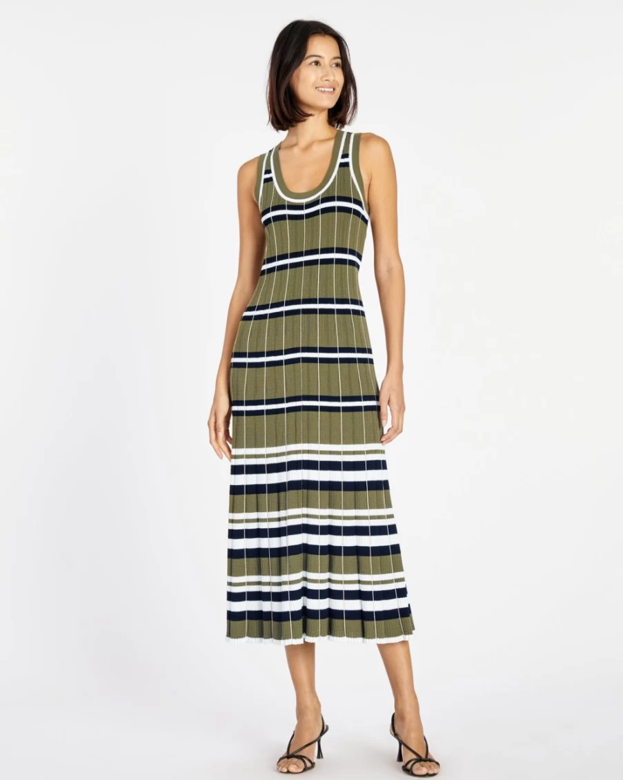 Tanya Taylor Women's Heidi Knit Dress in Moss Multi Color - Stylish Knitted Dress
