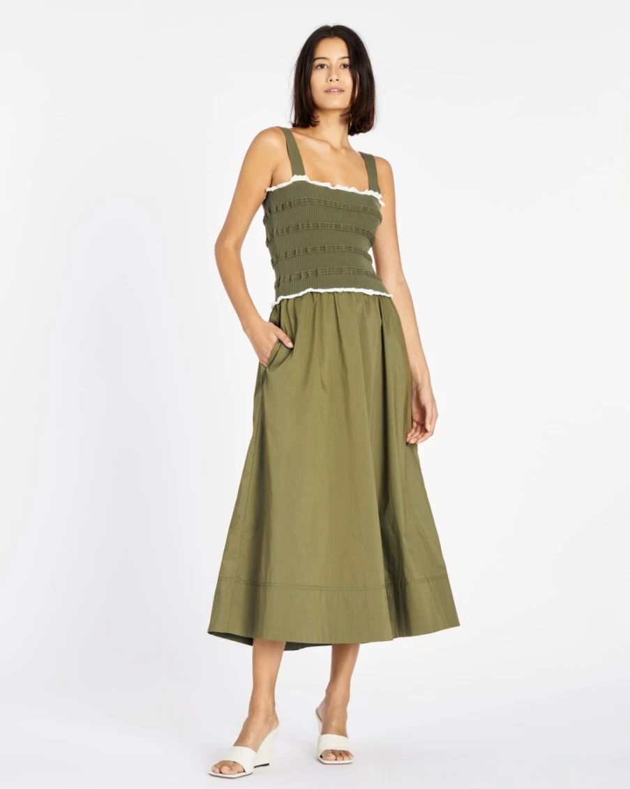 Tanya Taylor Women's Francesca Dress in Moss Green - Elegant Flowy Style