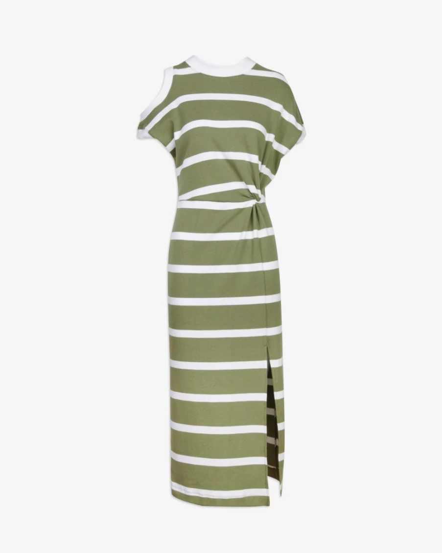 "Tanya Taylor Women's Charlie Dress in Moss/Optic White – Elegant Floral Summer Dress"