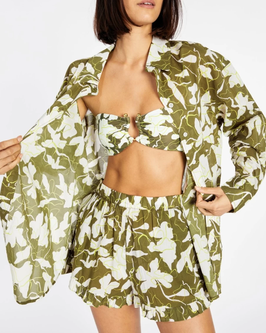 "Tanya Taylor Women's Calandra Top in Moss/Kiwi Multi Color"