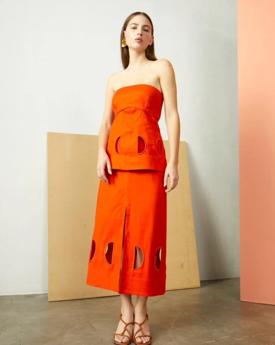 "Tanya Taylor Women's Blood Orange Jade Skirt – Elegant & Stylish"