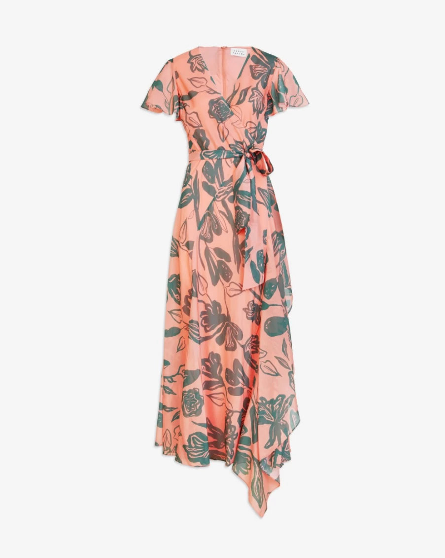 Tanya Taylor Women's Brie Dress in Shell Pink & Deep Sea - Elegant Feminine Style