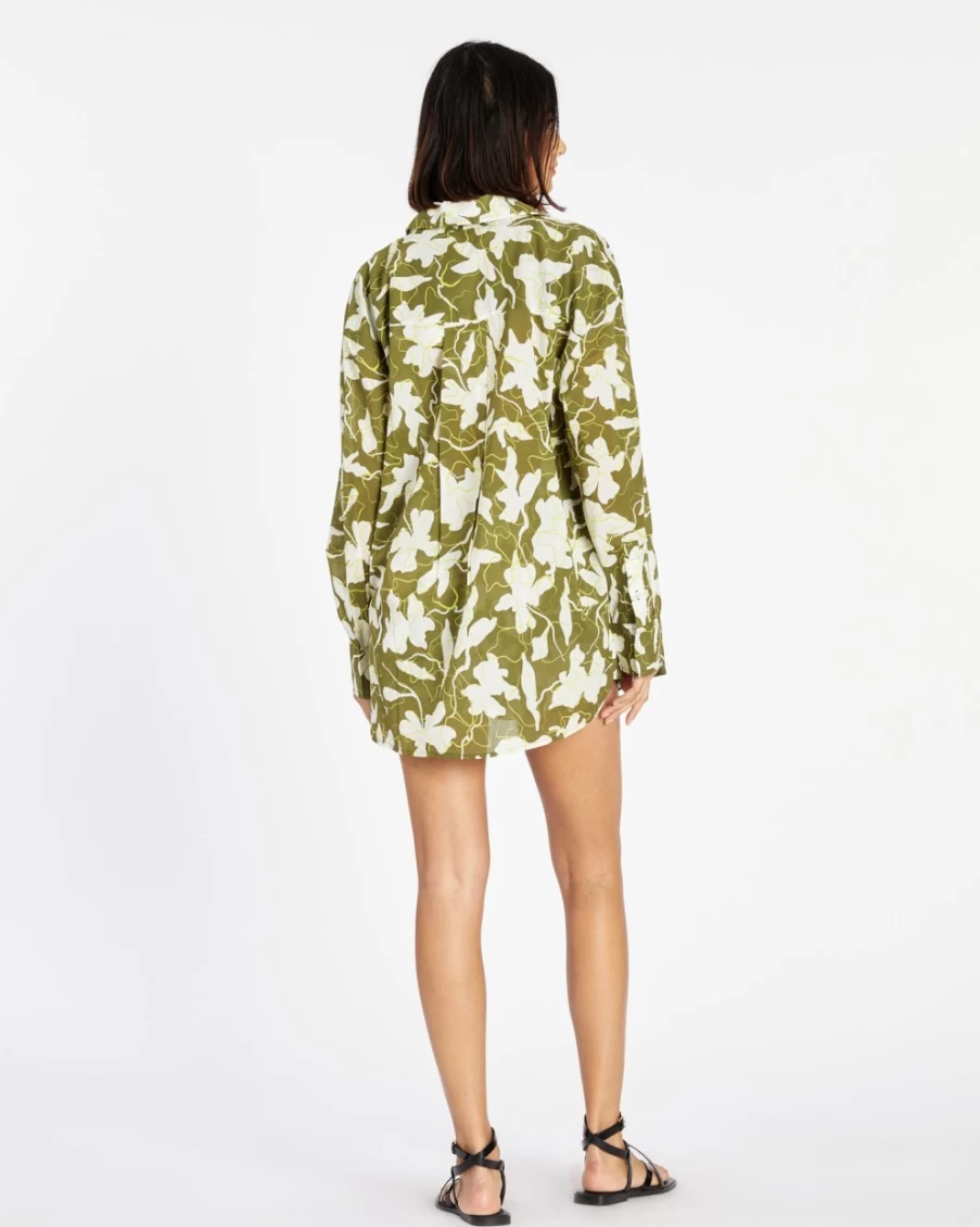 "Tanya Taylor Women's Calandra Top in Moss/Kiwi Multi Color"