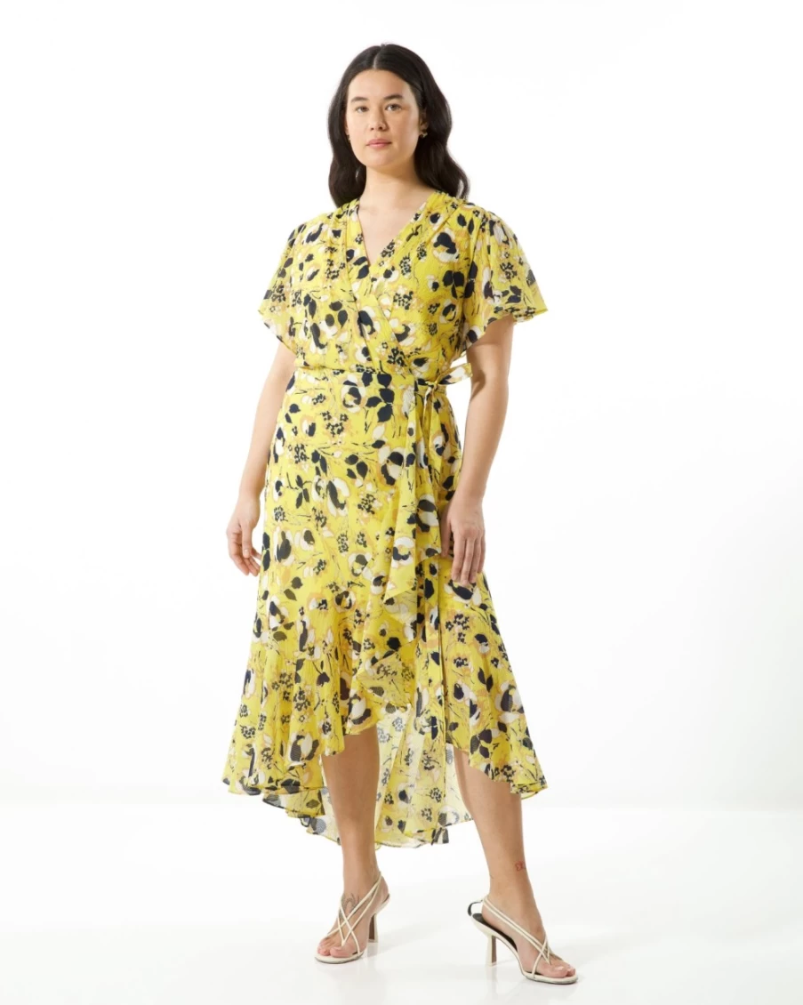 Tanya Taylor Women's Brianna Dress in Daffodil Multi - Floral Printed Summer Dress