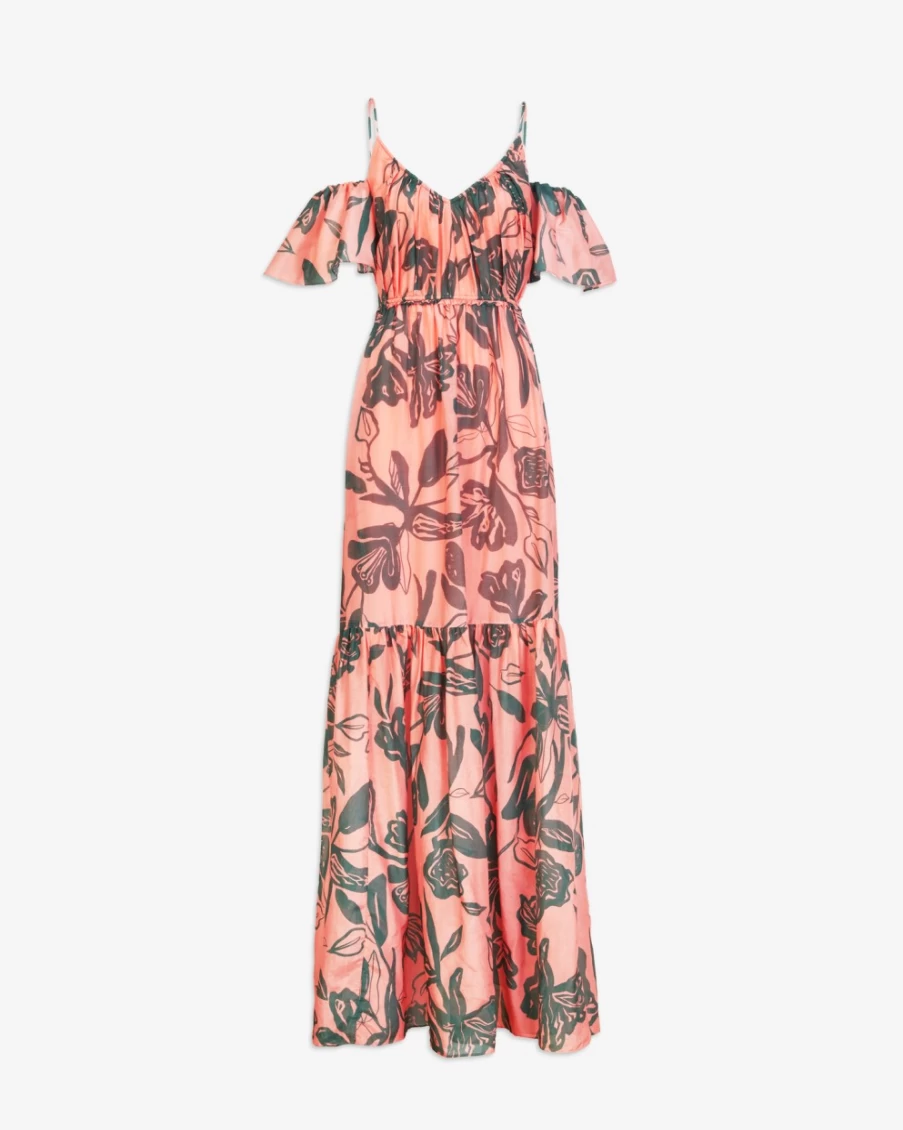 "Tanya Taylor Beverly Dress for Women in Shell Pink & Deep Sea Colors"