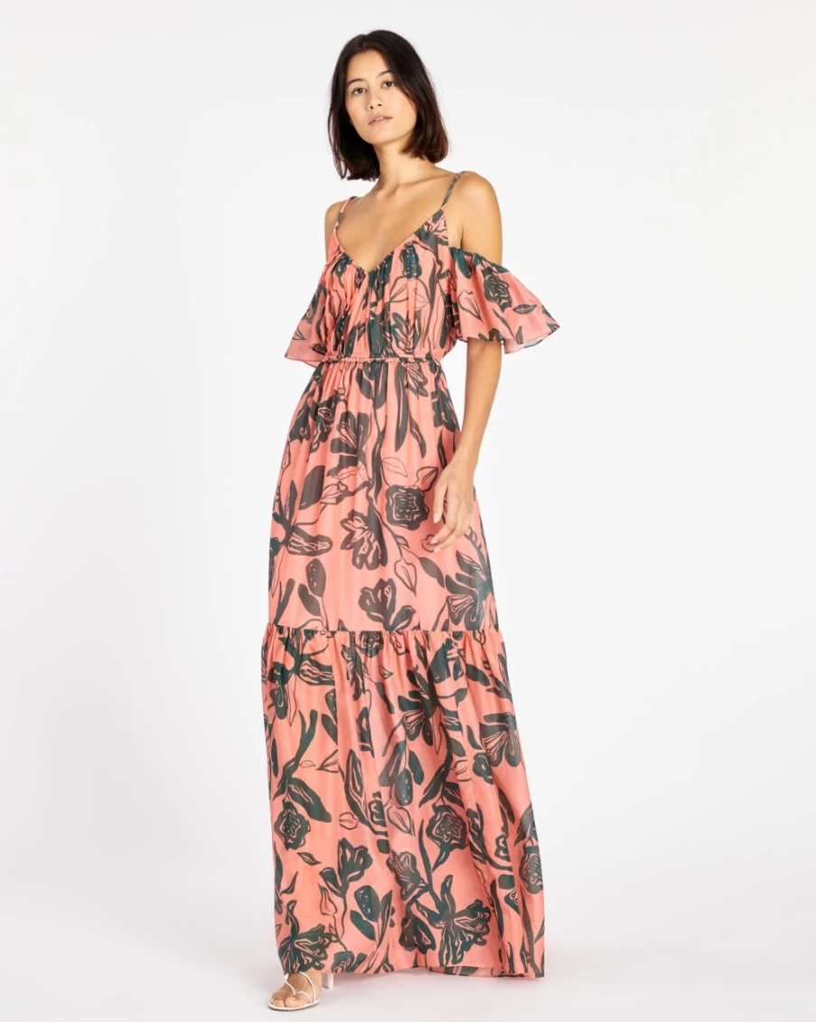 "Tanya Taylor Beverly Dress for Women in Shell Pink & Deep Sea Colors"