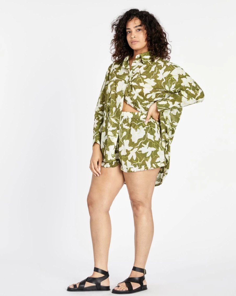 "Tanya Taylor Women's Calandra Top in Moss/Kiwi Multi Print"