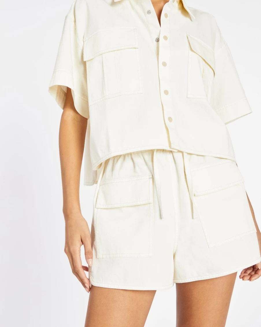 Tanya Taylor Women's Tate Short in Chalk | Casual Comfort Summer Shorts