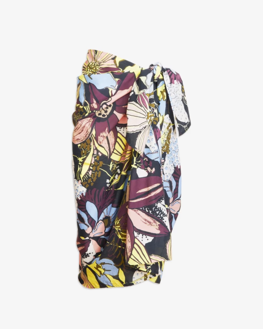 "Tanya Taylor Women's Elora Sarong in Black Multi – Stylish Beach Wrap & Cover-Up"