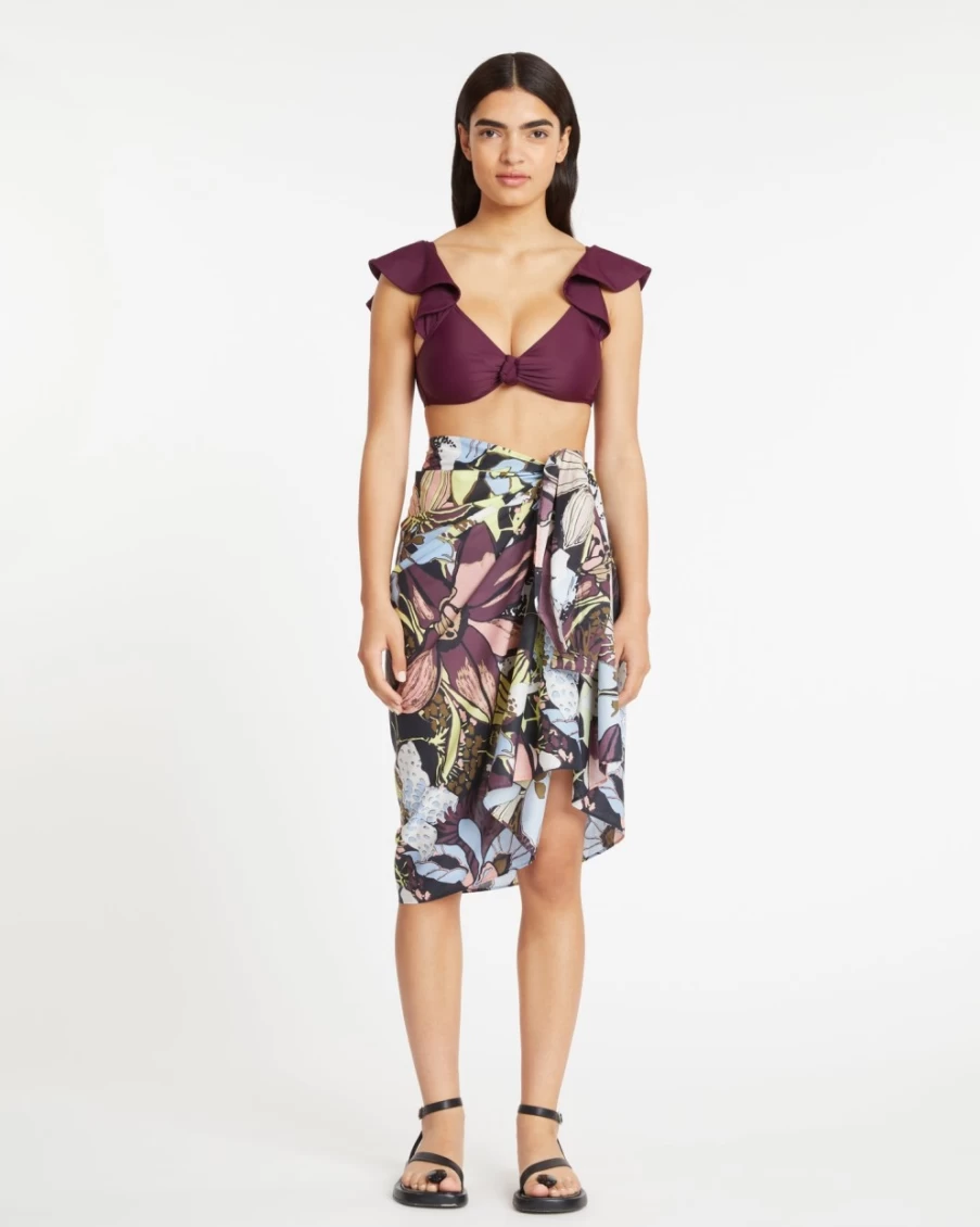 "Tanya Taylor Women's Elora Sarong in Black Multi – Stylish Beach Wrap & Cover-Up"